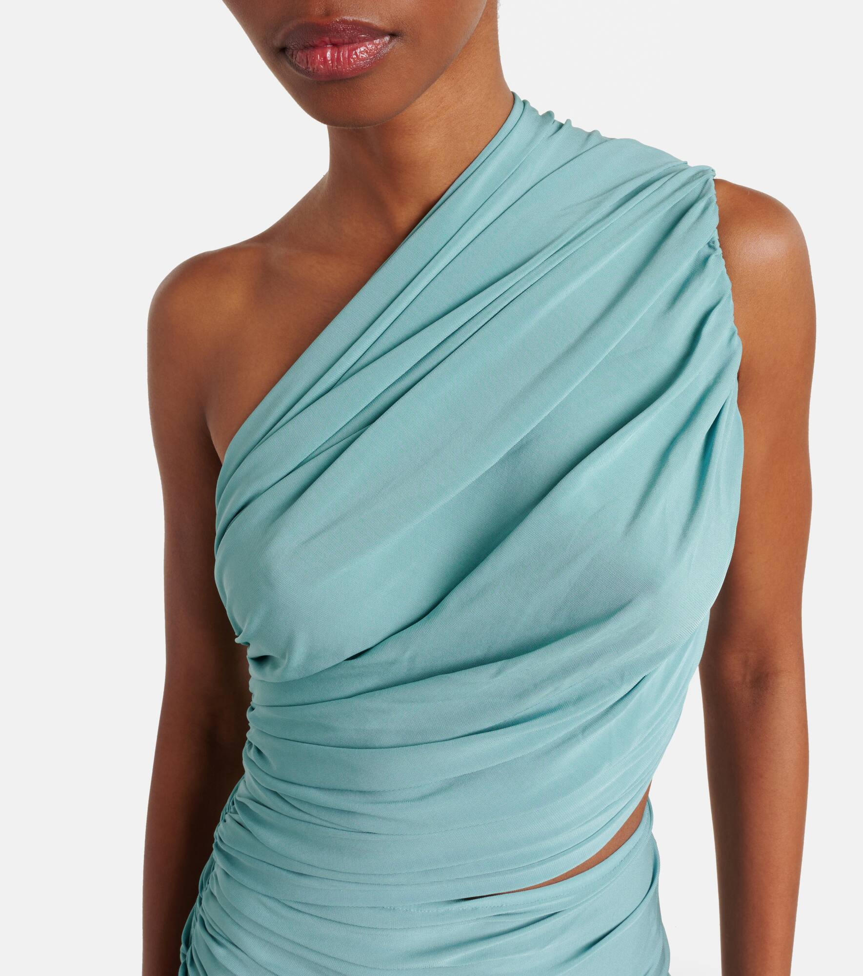 Asymmetric ruched jersey maxi dress - 4
