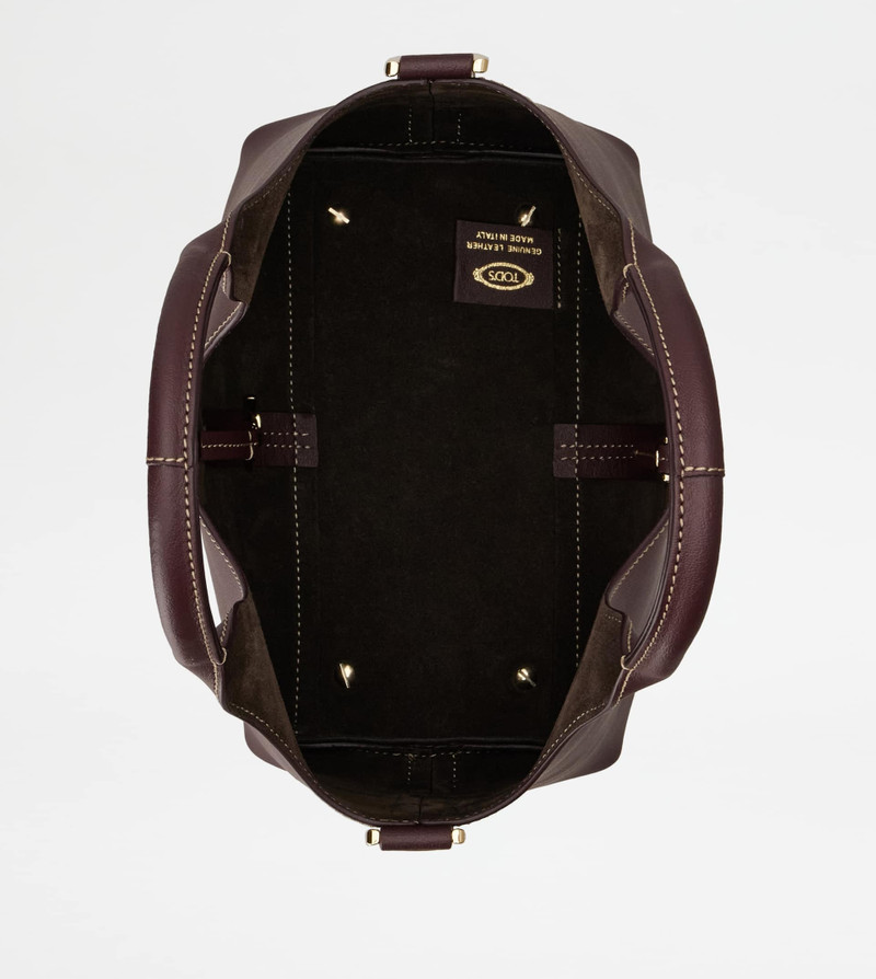 TOTE SHOPPING BAG IN LEATHER MINI - BURGUNDY 4