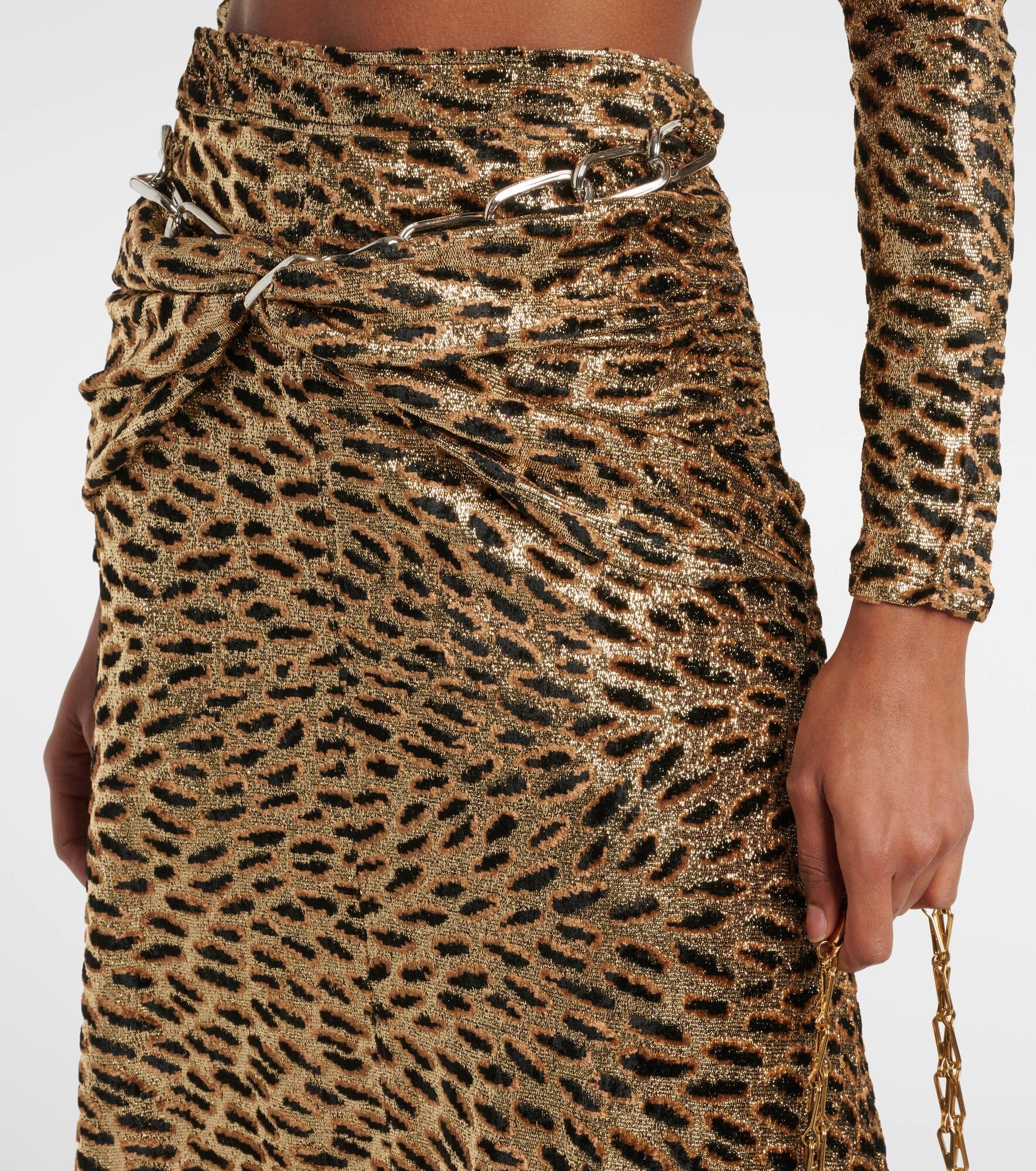 Tiger gathered lamé maxi skirt - 4