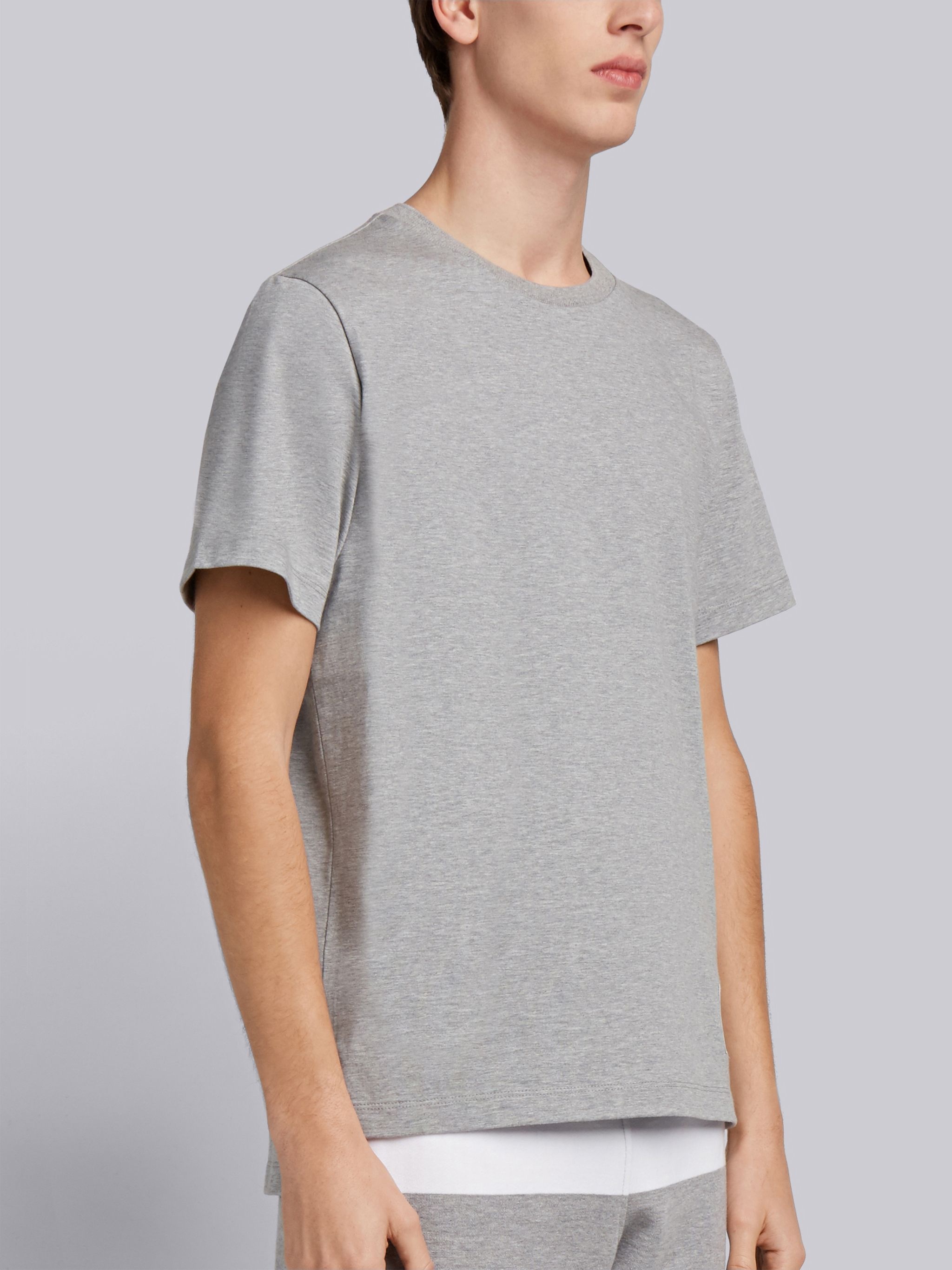 Light Grey Medium Weight Jersey Side Slit Relaxed Fit Tee - 2