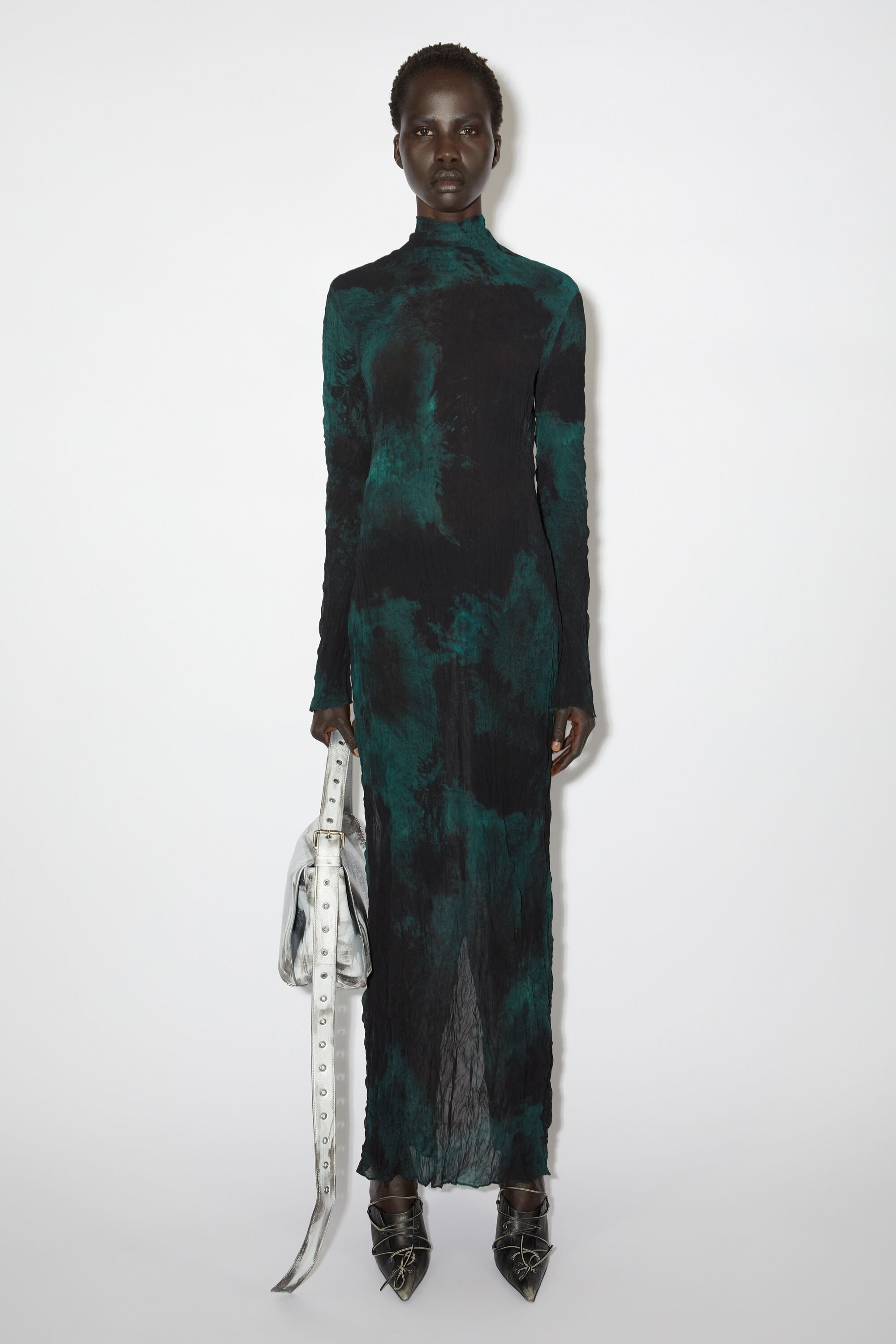 Pleated long dress - Green - 2