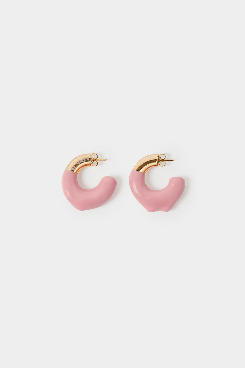 SMALL RUBBERIZED EARRINGS GOLD / pink 1