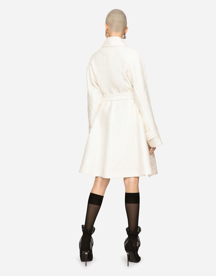Belted floral jacquard coat - 5