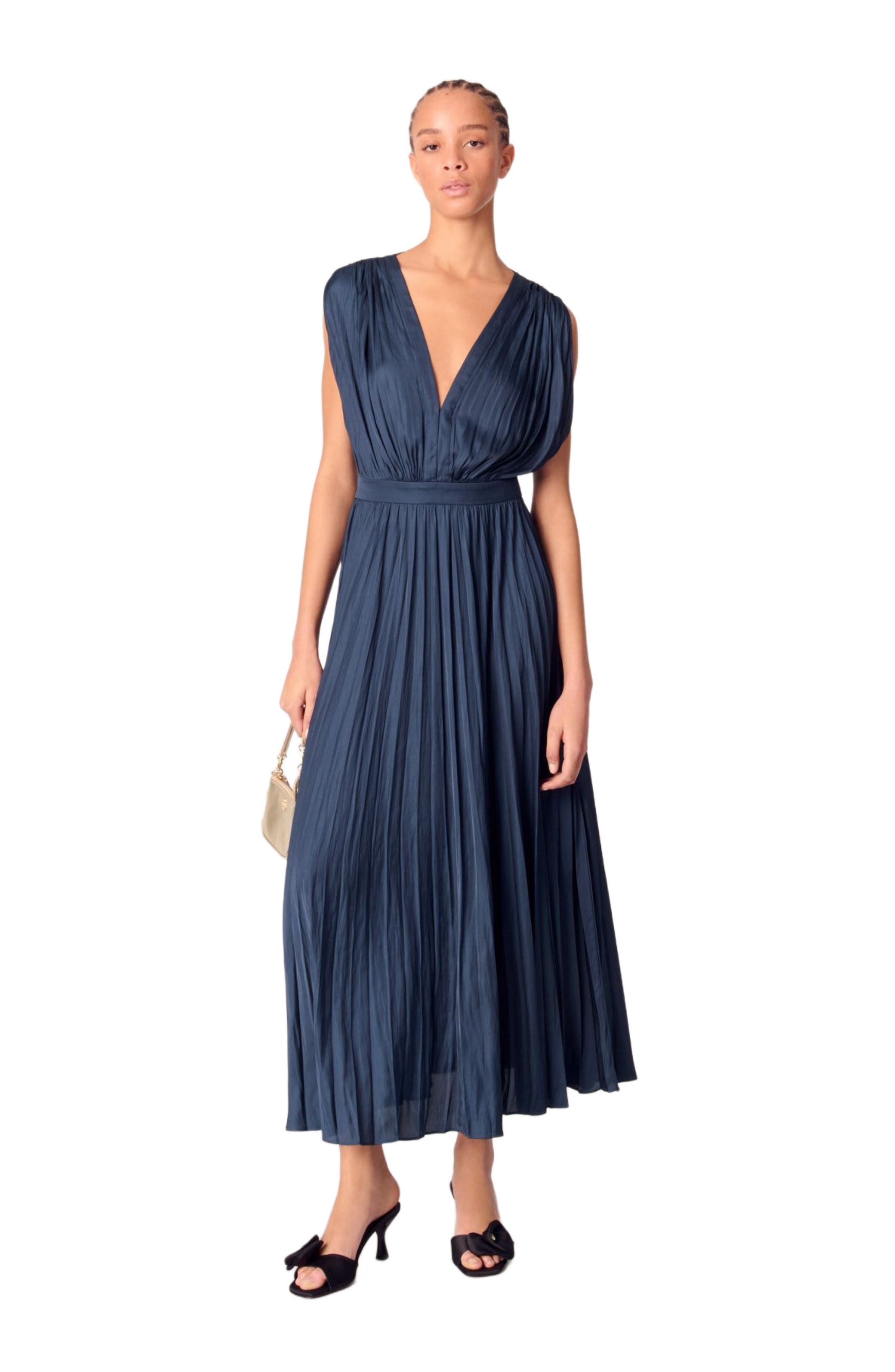 maje Pleated maxi dress in Navy at Nordstrom - 1