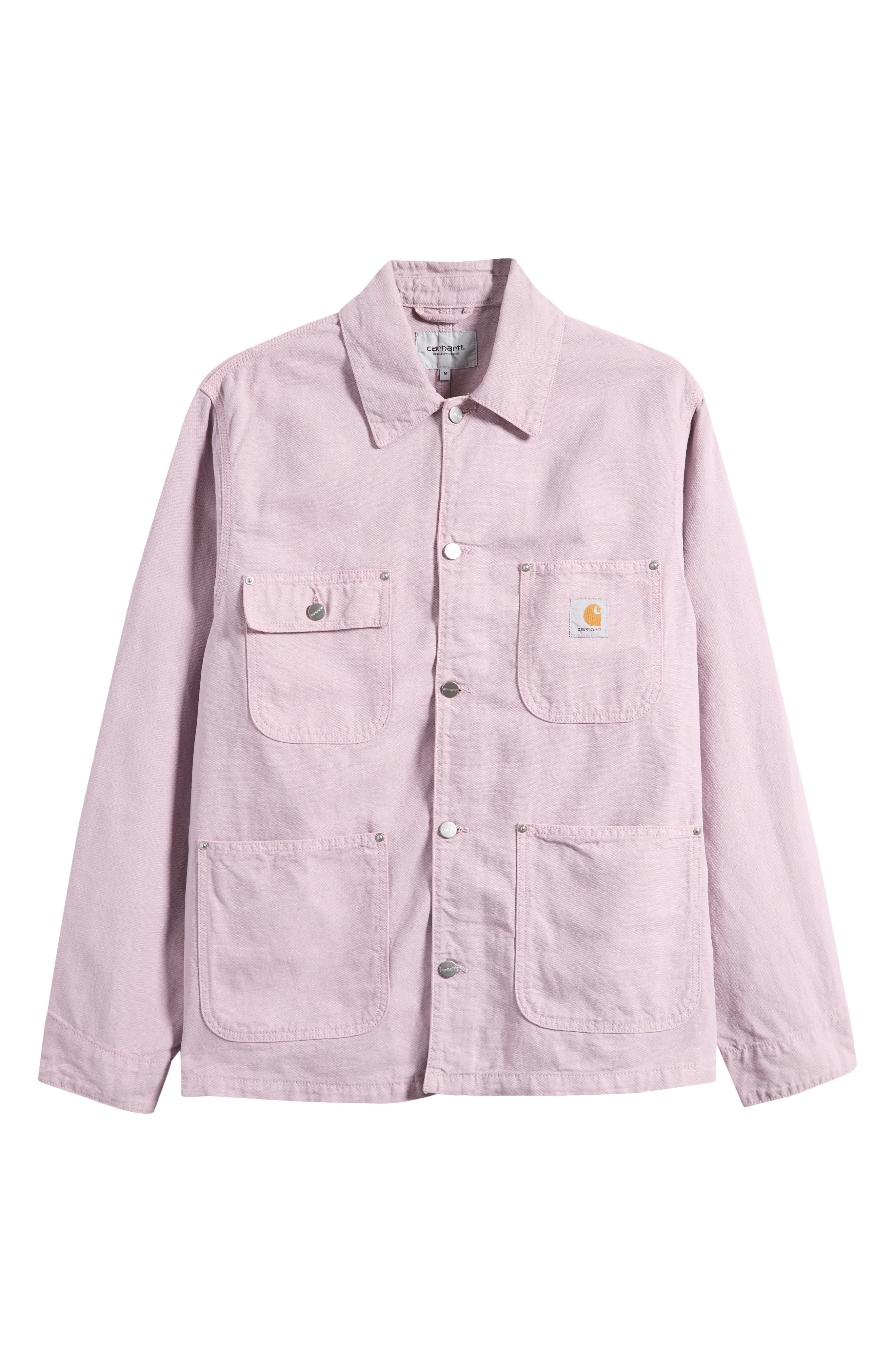 Carhartt Work In Progress Walter Cotton & Linen Canvas Chore Coat in Pink Fog (Garment Dyed) at Nord - 6