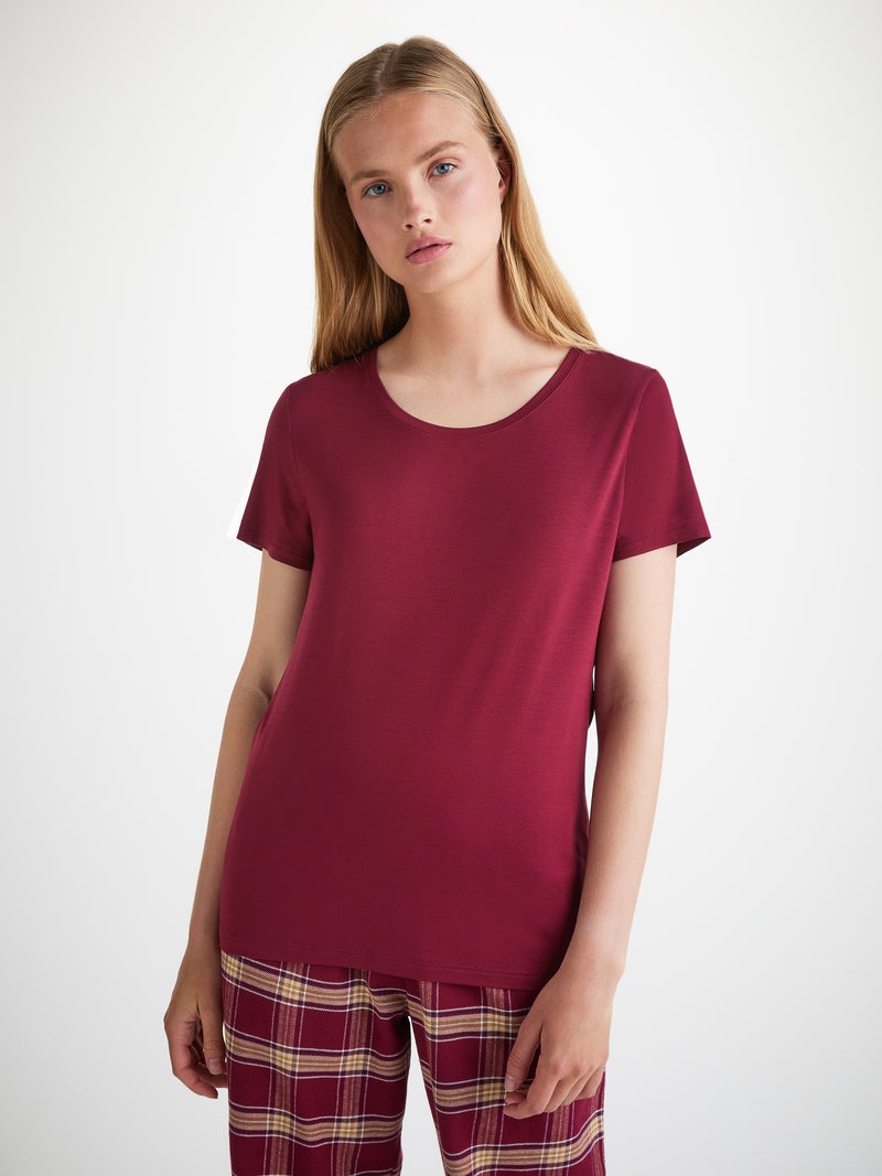 Women's T-Shirt Lara Micro Modal Stretch Claret - 2