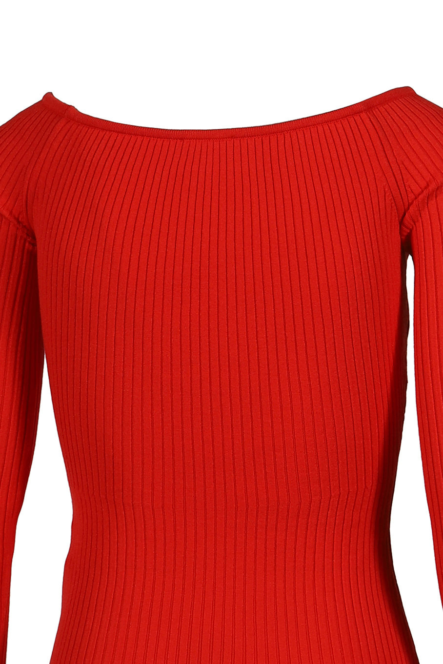 OFF SHOULDER RIB KNIT TOP / POPPY - 5