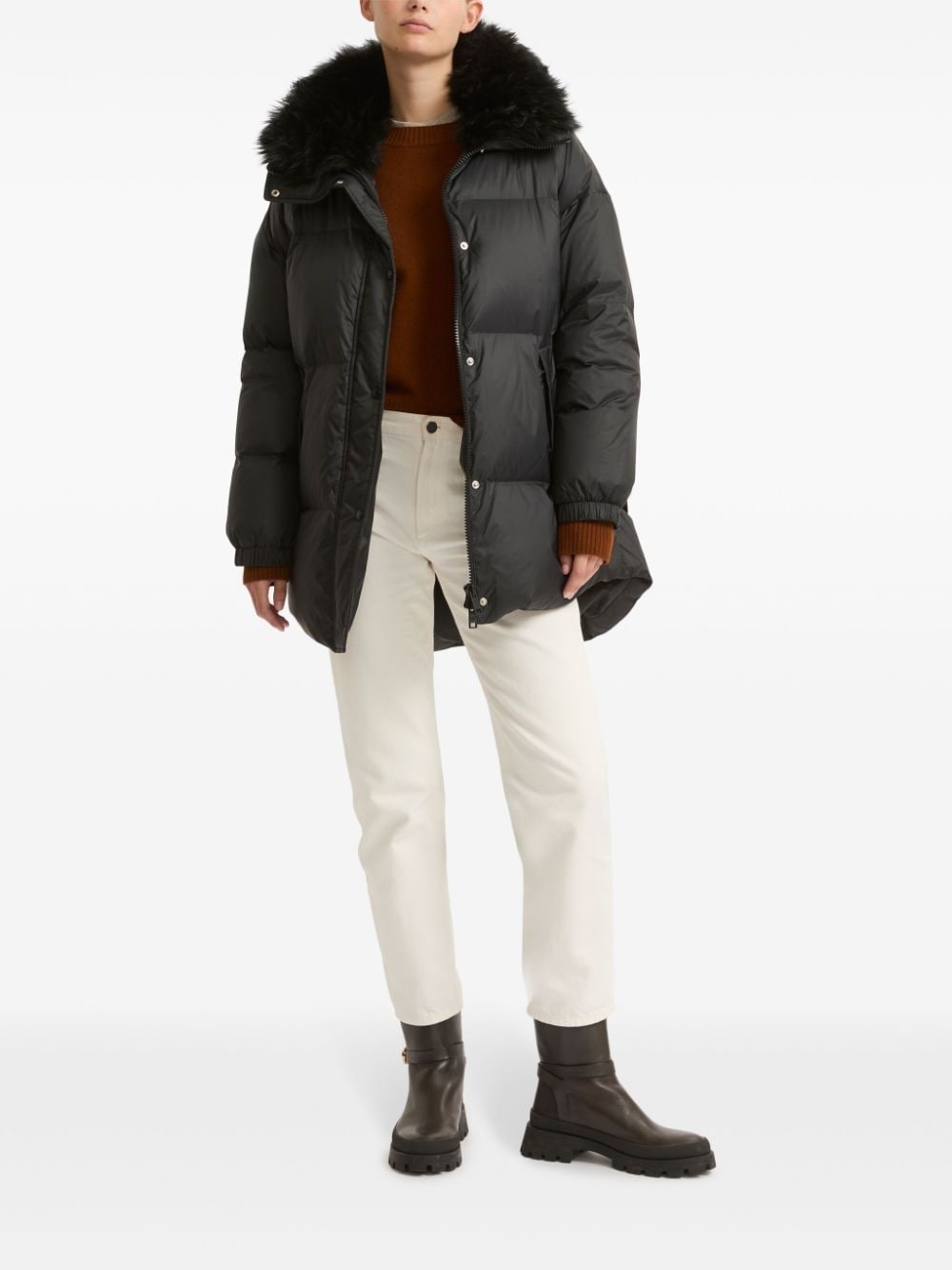 padded-design coat - 2
