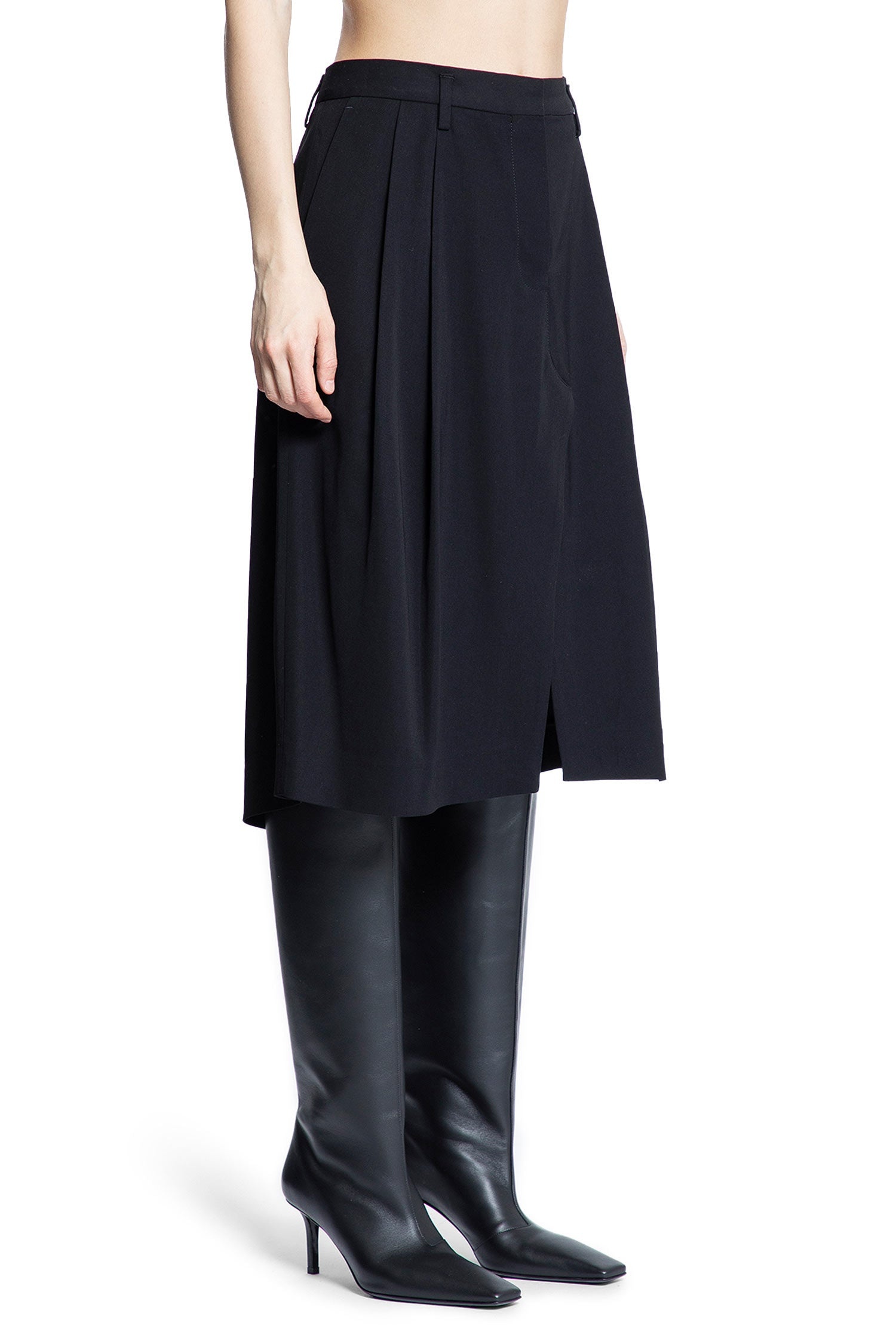 Soft-Fluid-Viscose-Suiting-Midi-Skirt - 2