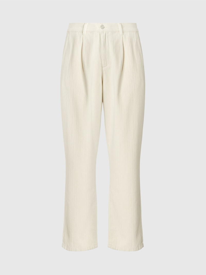Classic denim trousers with chevron knit inserts 1
