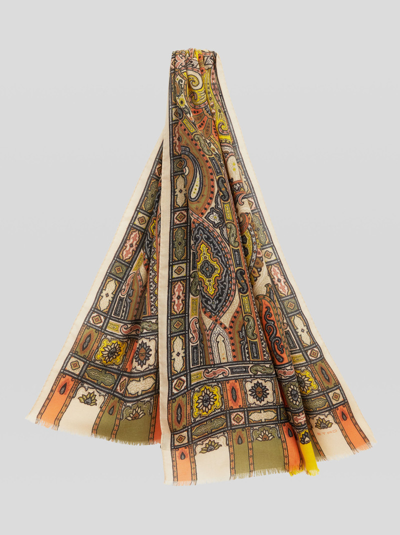 ORNAMENTAL PAISLEY WOOL AND SILK SCARF 1