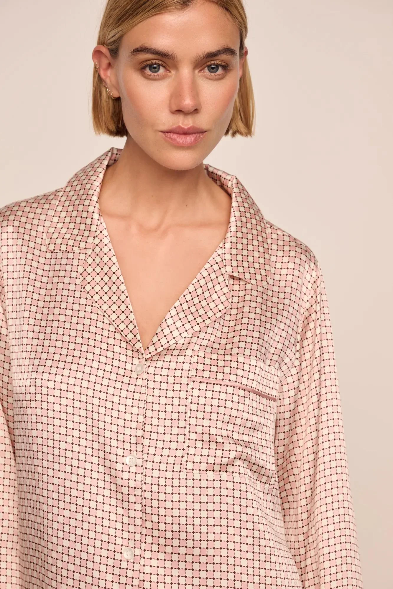 Inez Washable Silk Printed Long PJ Set - 1