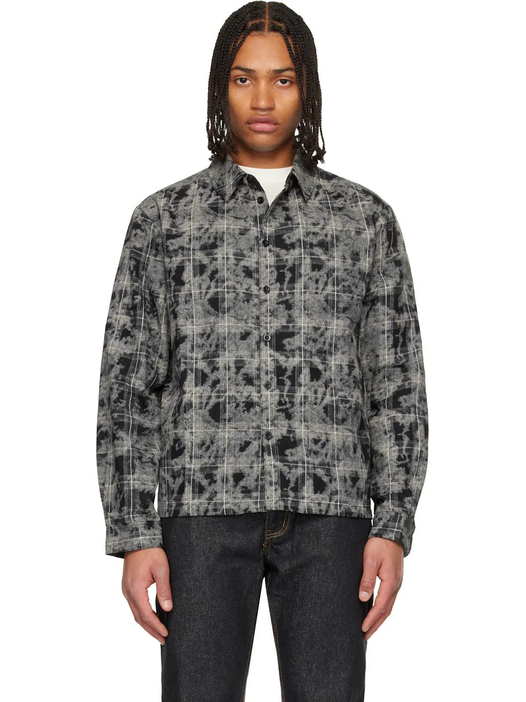 Black Plaid Flannel Shirt - 1