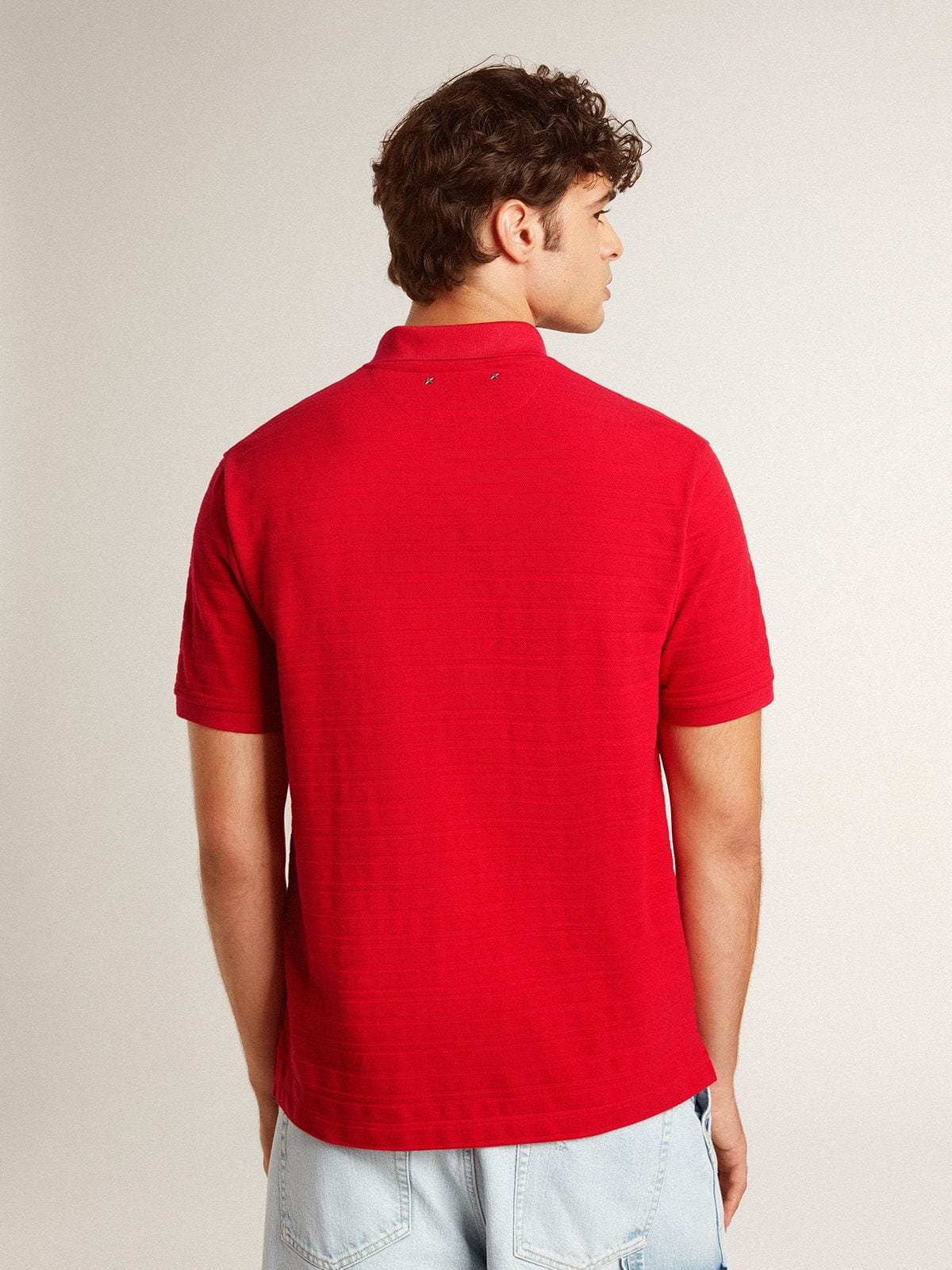 Men's polo shirt in red cotton piquet - 4
