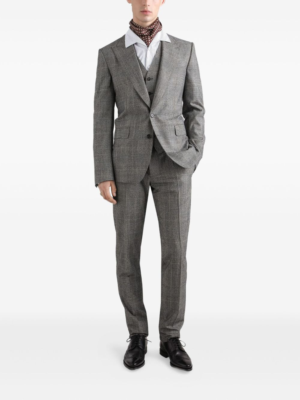 check-pattern three-piece suit - 2