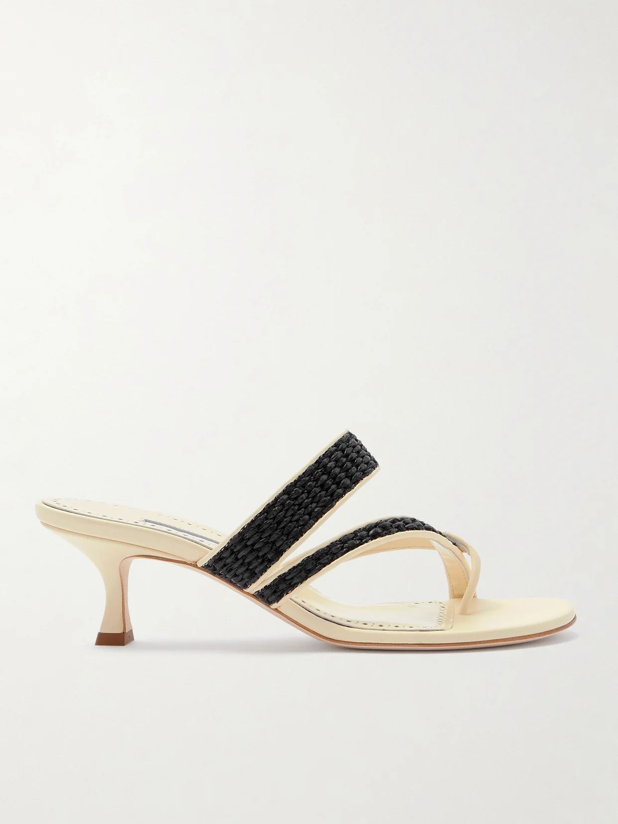 Susa 50 Raffia-trimmed Leather Mules - 1