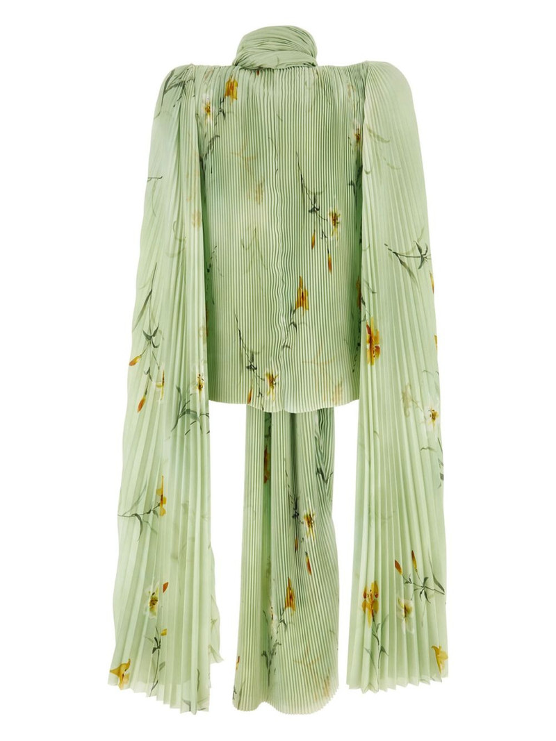 BALENCIAGA floral-print pleated blouse outlook