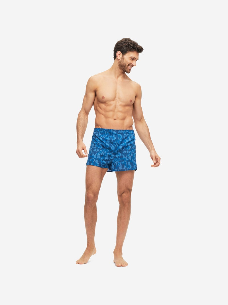 Derek Rose Men's Modern Fit Boxers Ledbury 55 Cotton Batiste Blue outlook