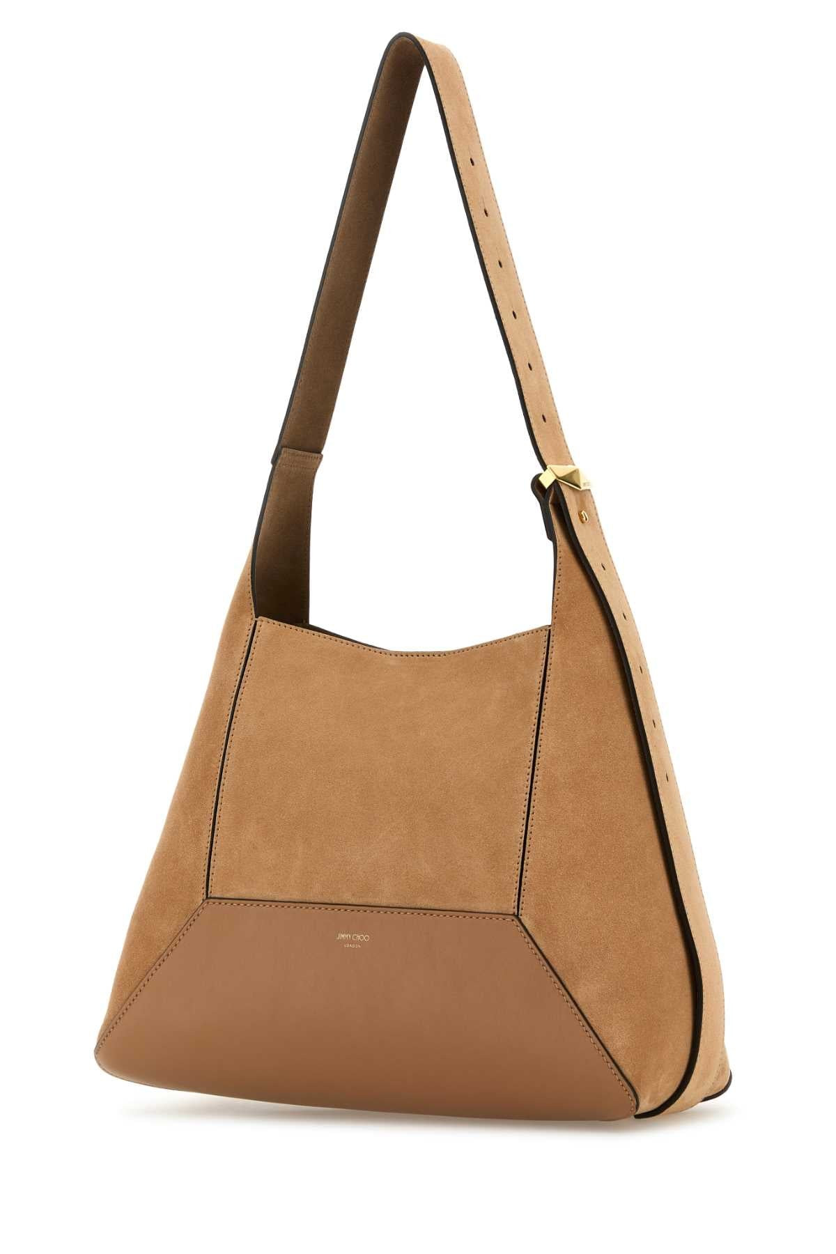 Jimmy Choo Women Camel Suede Medium Diamond Shoulder Bag - 2