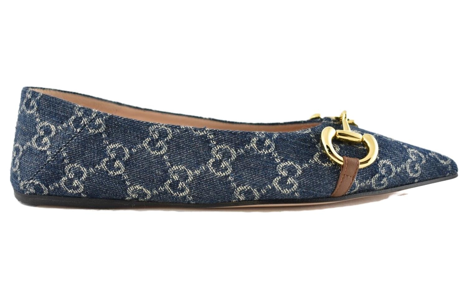 (WMNS) Gucci Denim Ballet Flat With Horsebit 'Blue' 635101-2KQ80-4462 - 2