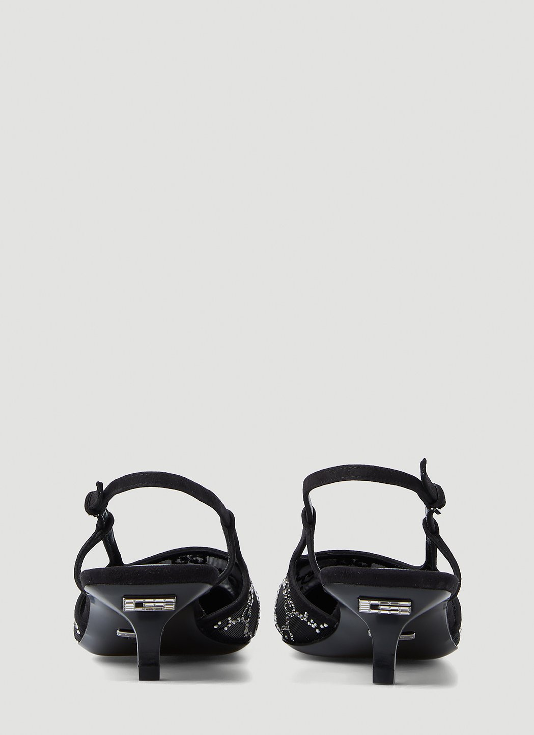 Gucci Women Crystal Gg Slingback Kitten Heels - 4