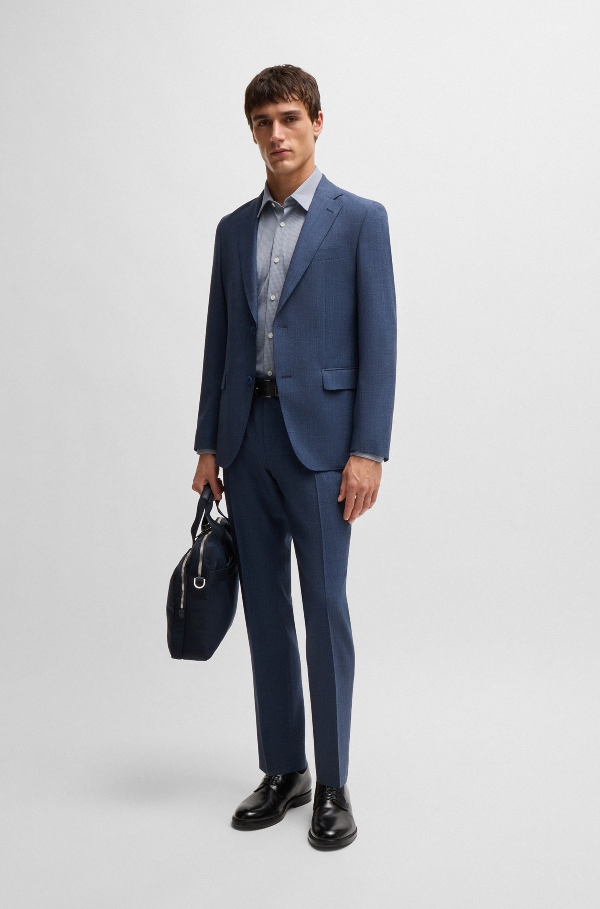SLIM-FIT SHIRT IN PATTERNED PERFORMANCE FABRIC - 4