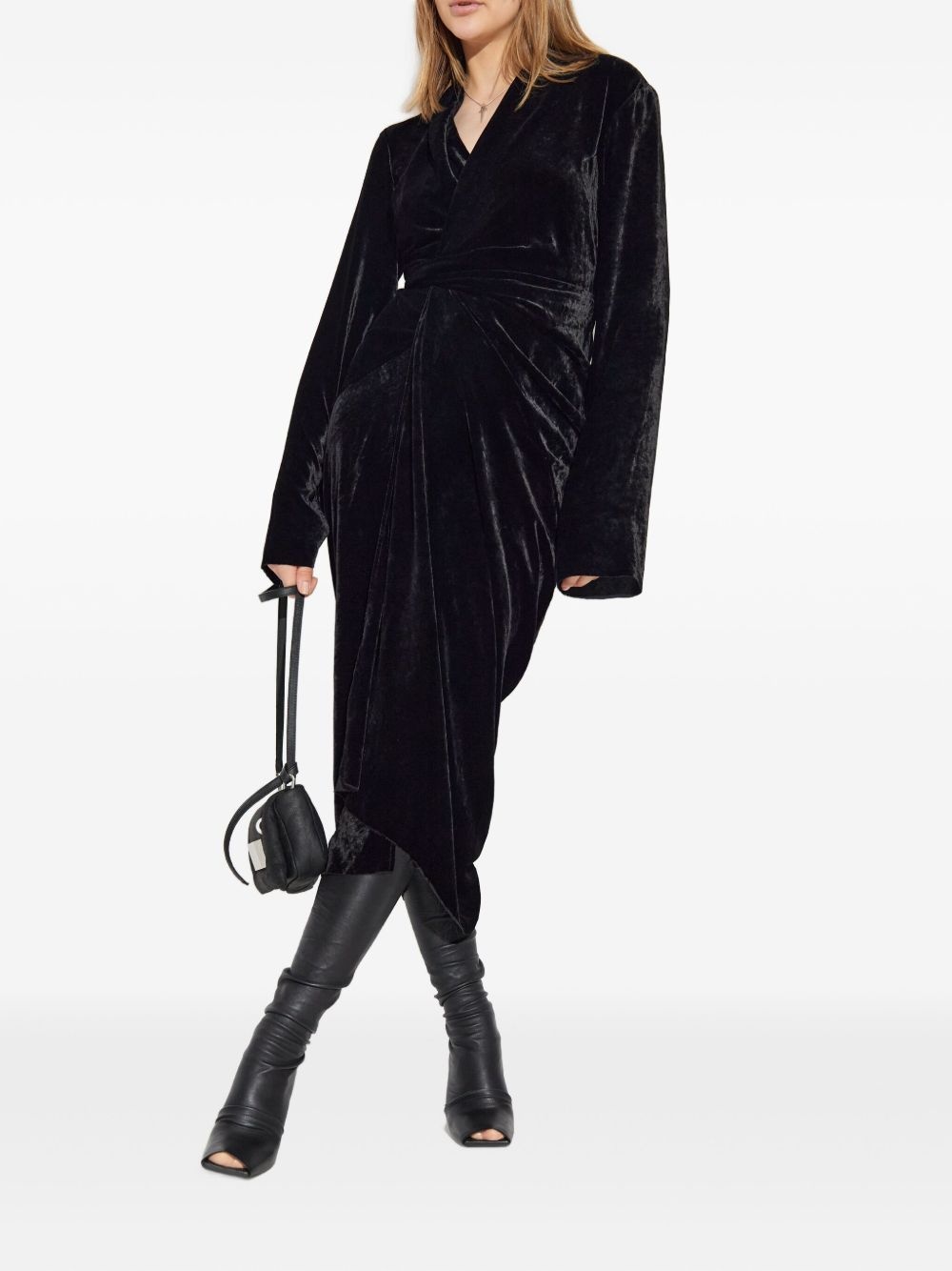 draped velvet dress - 2
