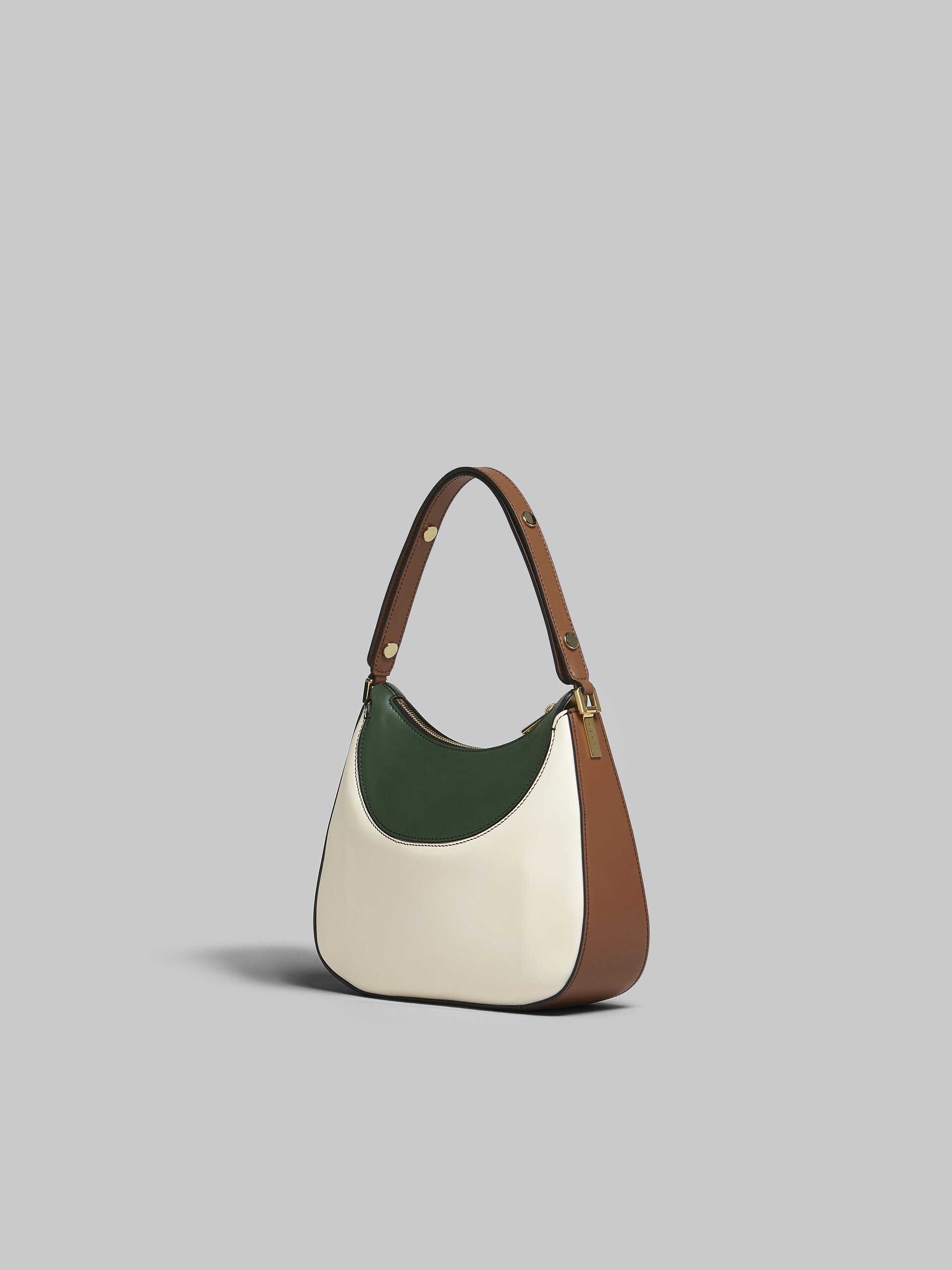 MILANO SMALL BAG IN WHITE BROWN AND GREEN LEATHE - 3
