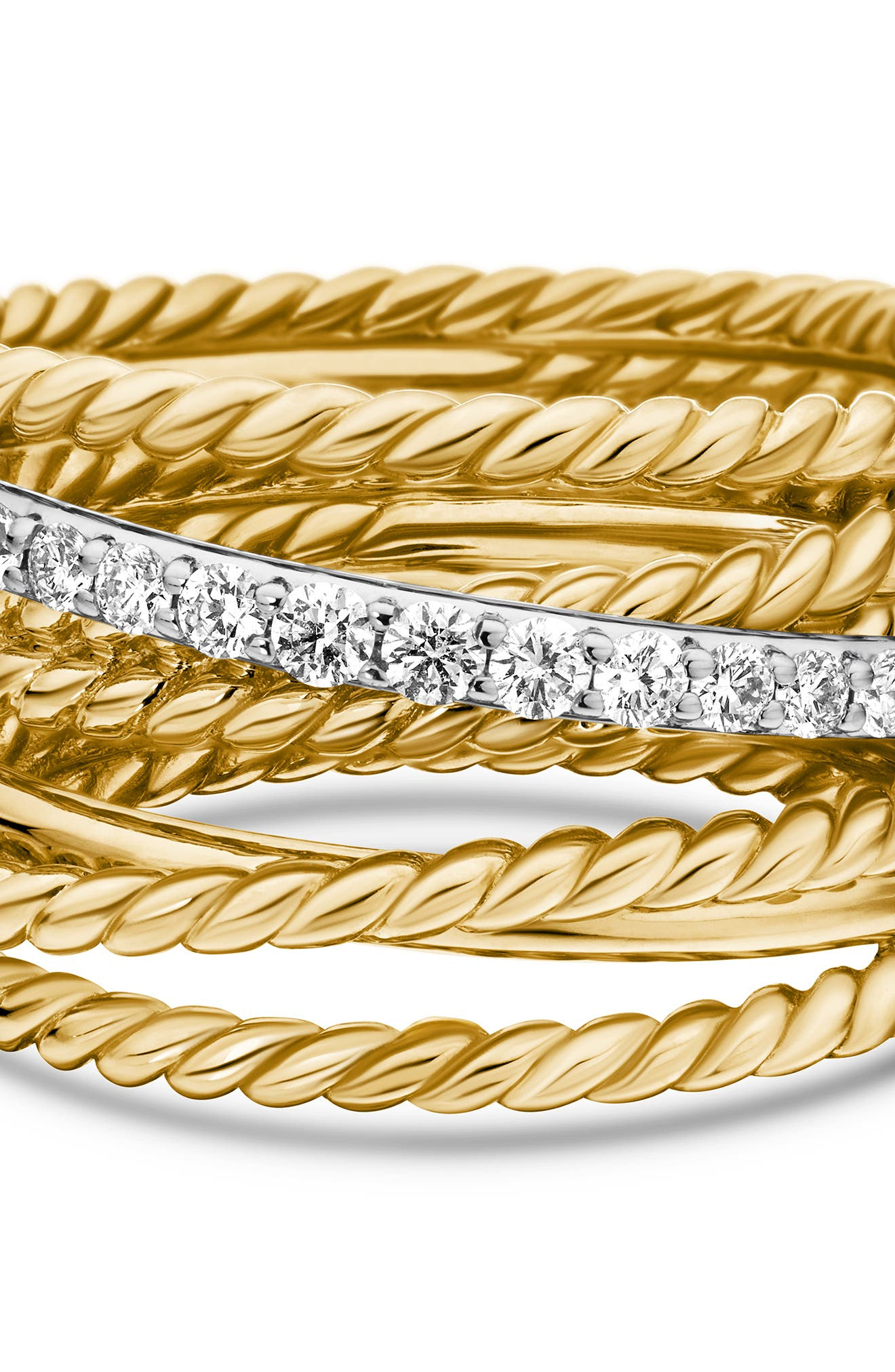David Yurman DY Crossover Ring with Diamonds in Gold at Nordstrom - 3
