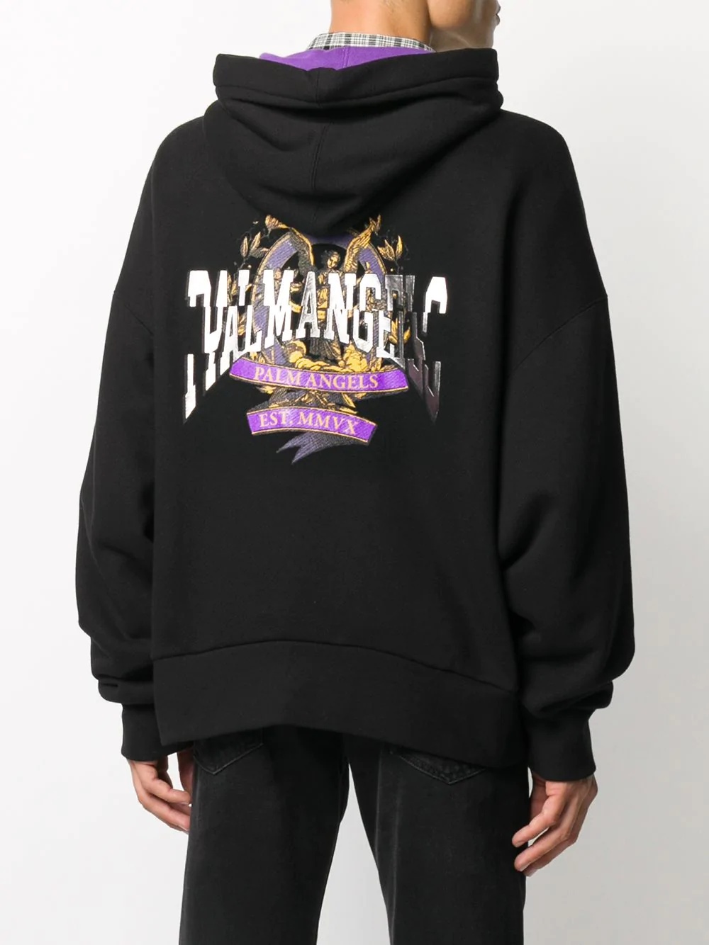 embroidered logo print hoodie - 4