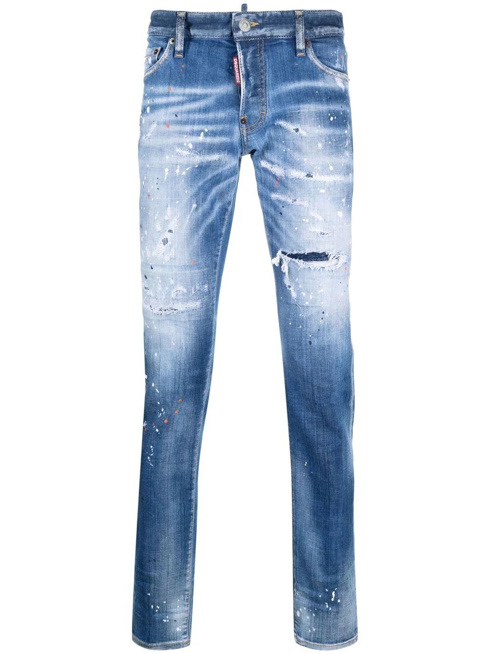 faded paint-splattered jeans - 1