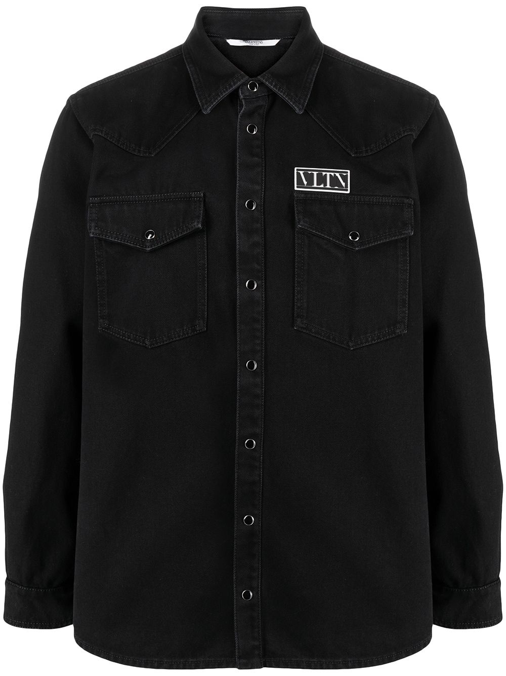 VLTN patch denim shirt - 1