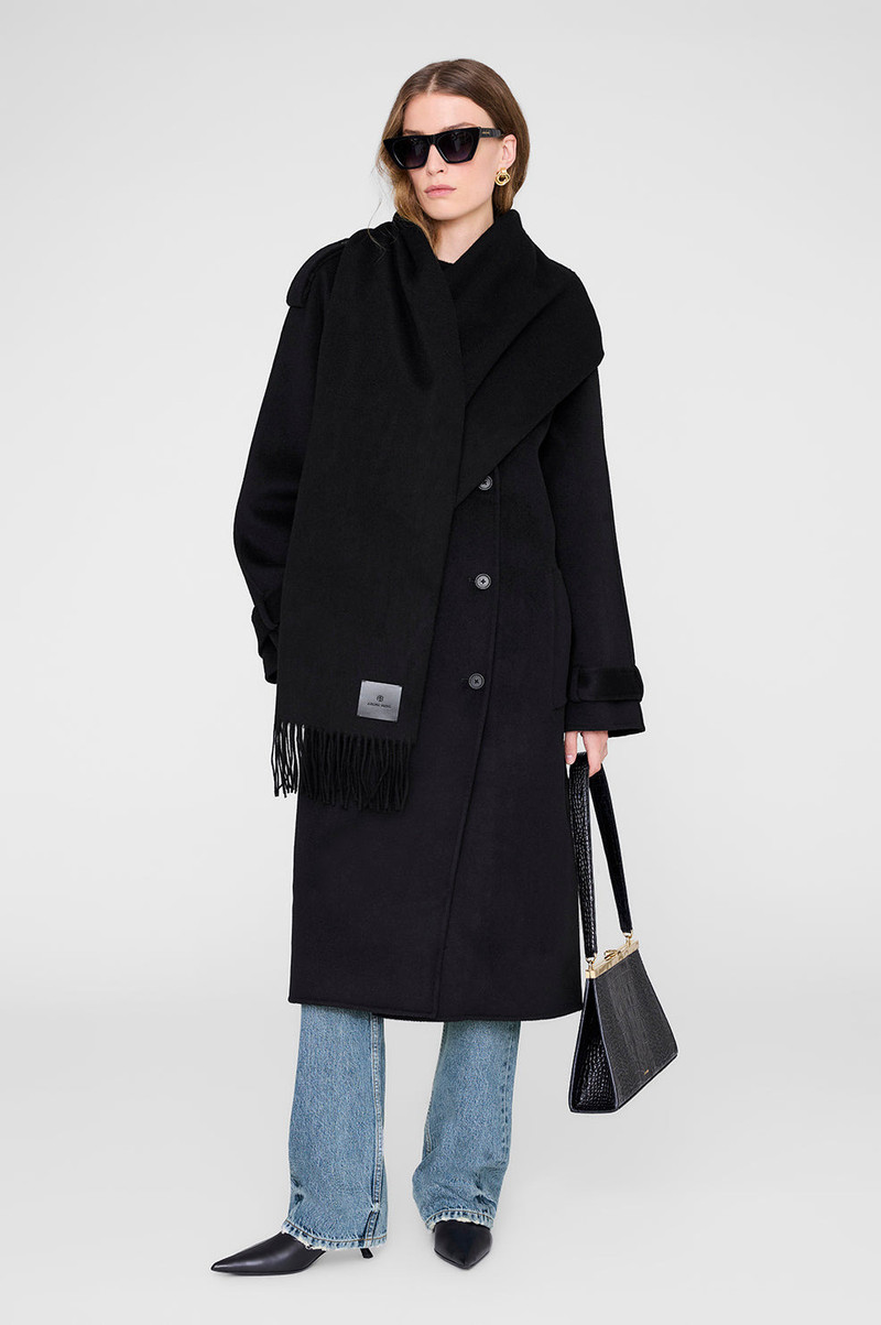 ANINE BING Augustina Scarf - Black Wool outlook