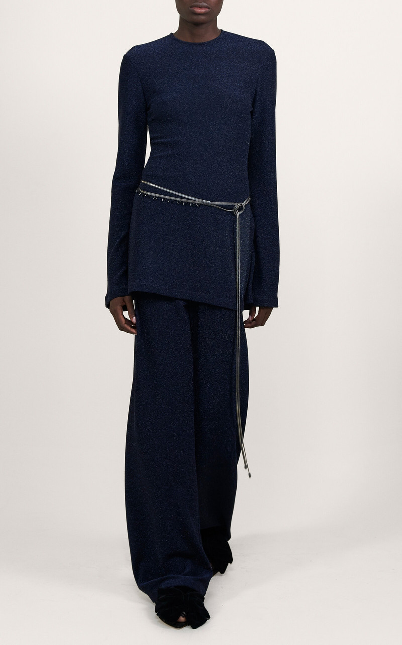 Johanna Ortiz Self Love Knit Lurex Top navy outlook