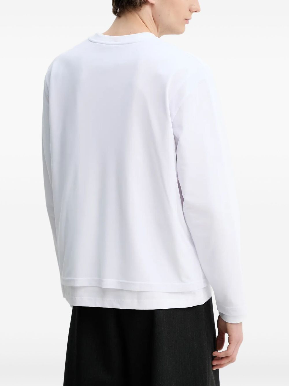 embossed floral long-sleeved T-shirt - 3