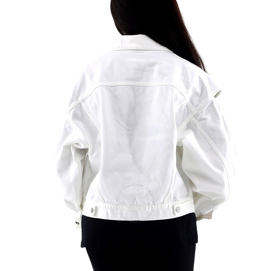 MM6 Ladies White Cut-out Detail Denim Jacket - 4