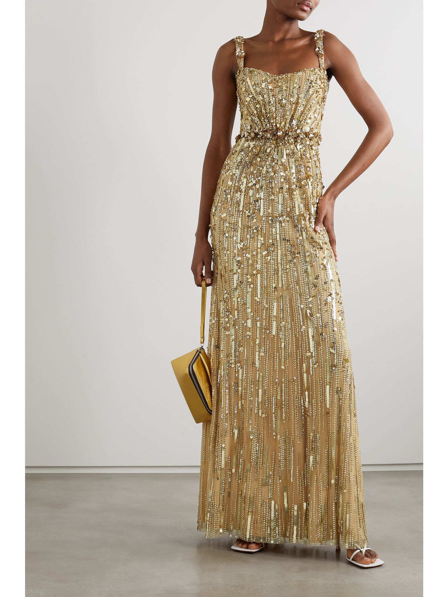 Bright Gem embellished tulle gown Gold - 2