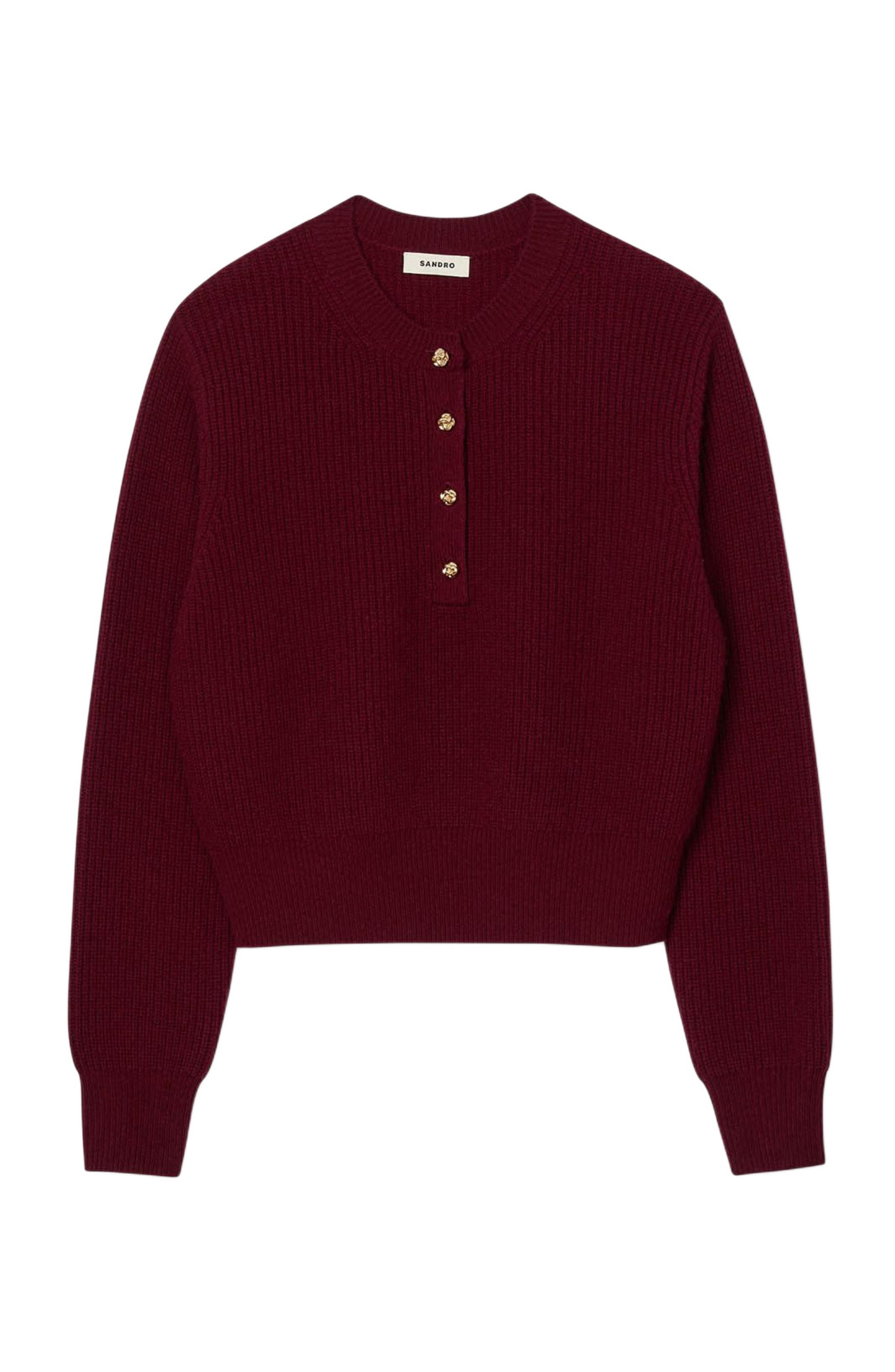 SANDRO Wool and cashmere sweater in Bordeaux at Nordstrom - 6