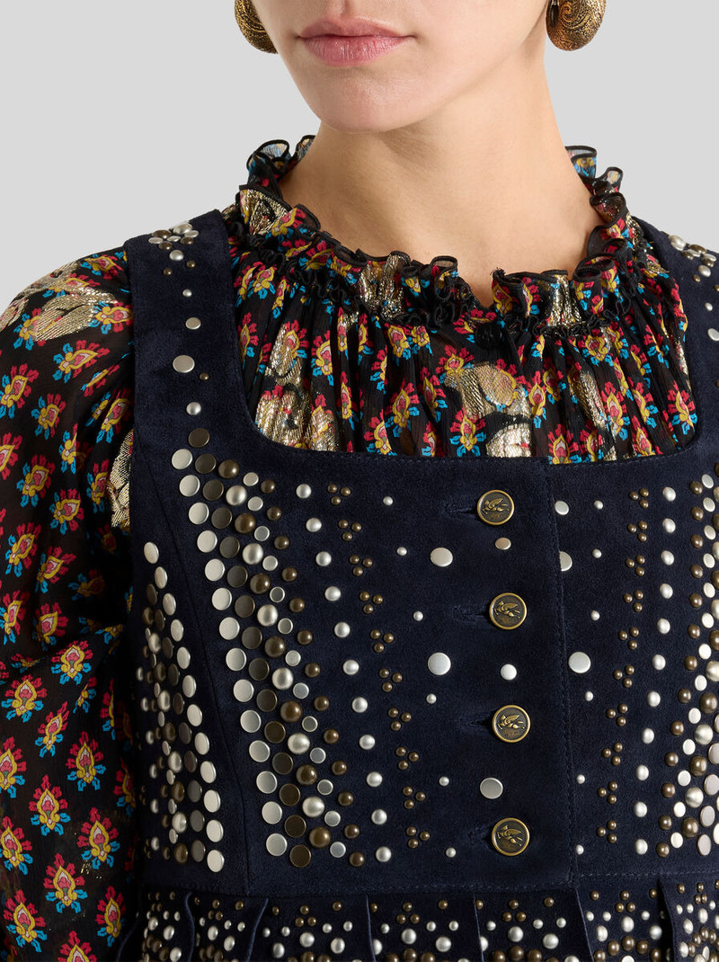 Etro CROPPED LEATHER WAISTCOAT WITH STUDS outlook