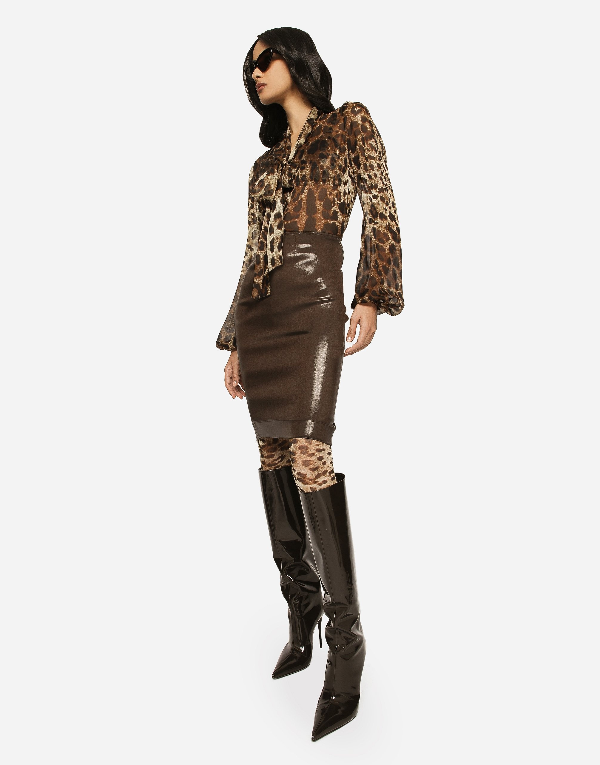 Leopard-print chiffon pussy-bow shirt - 2