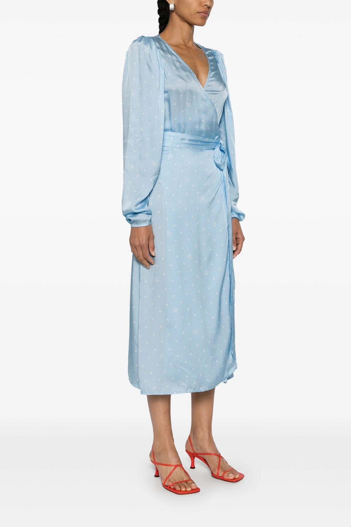 'Textured Midi Wrap' dress - 5