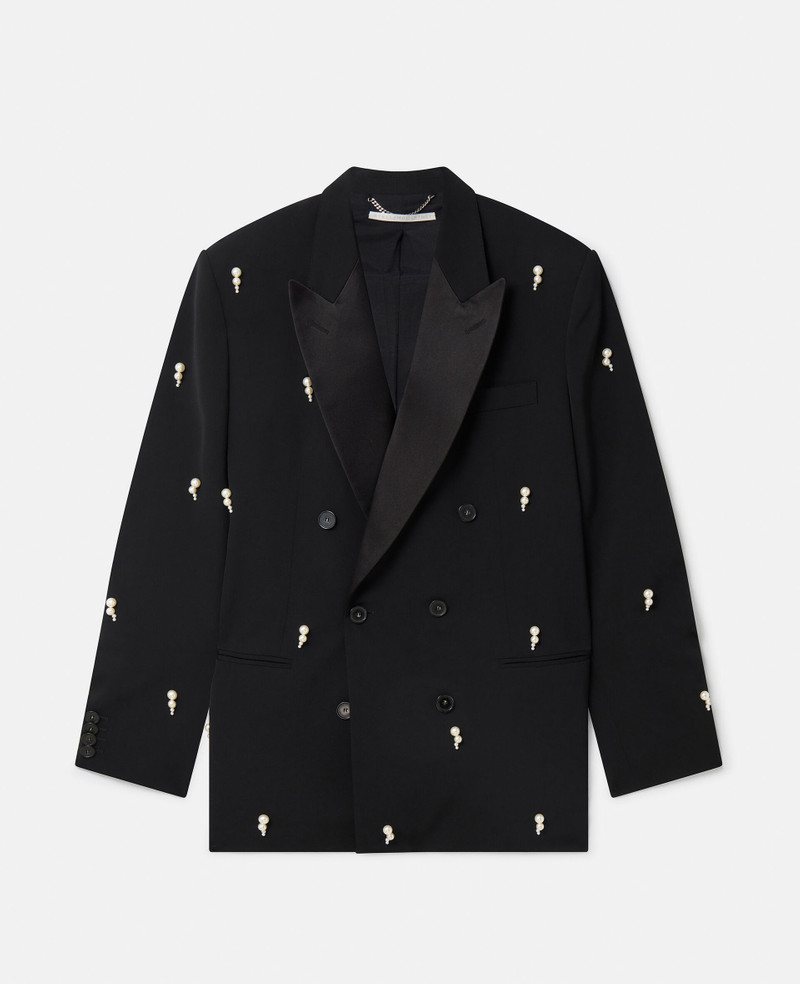 Pearl Embroidery Oversized Double-Breasted Blazer - 1