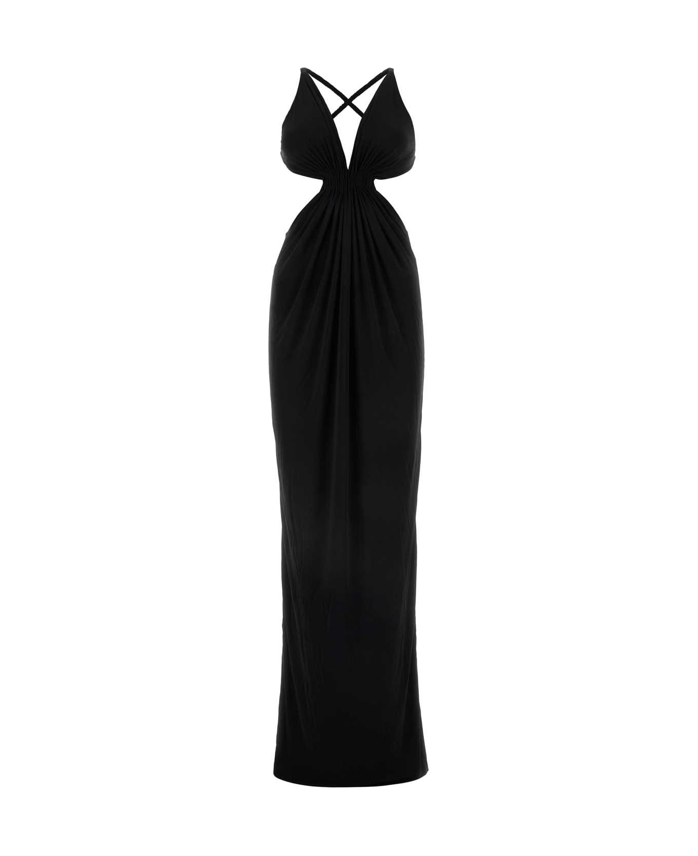 Black Crepe Long Dress - 1