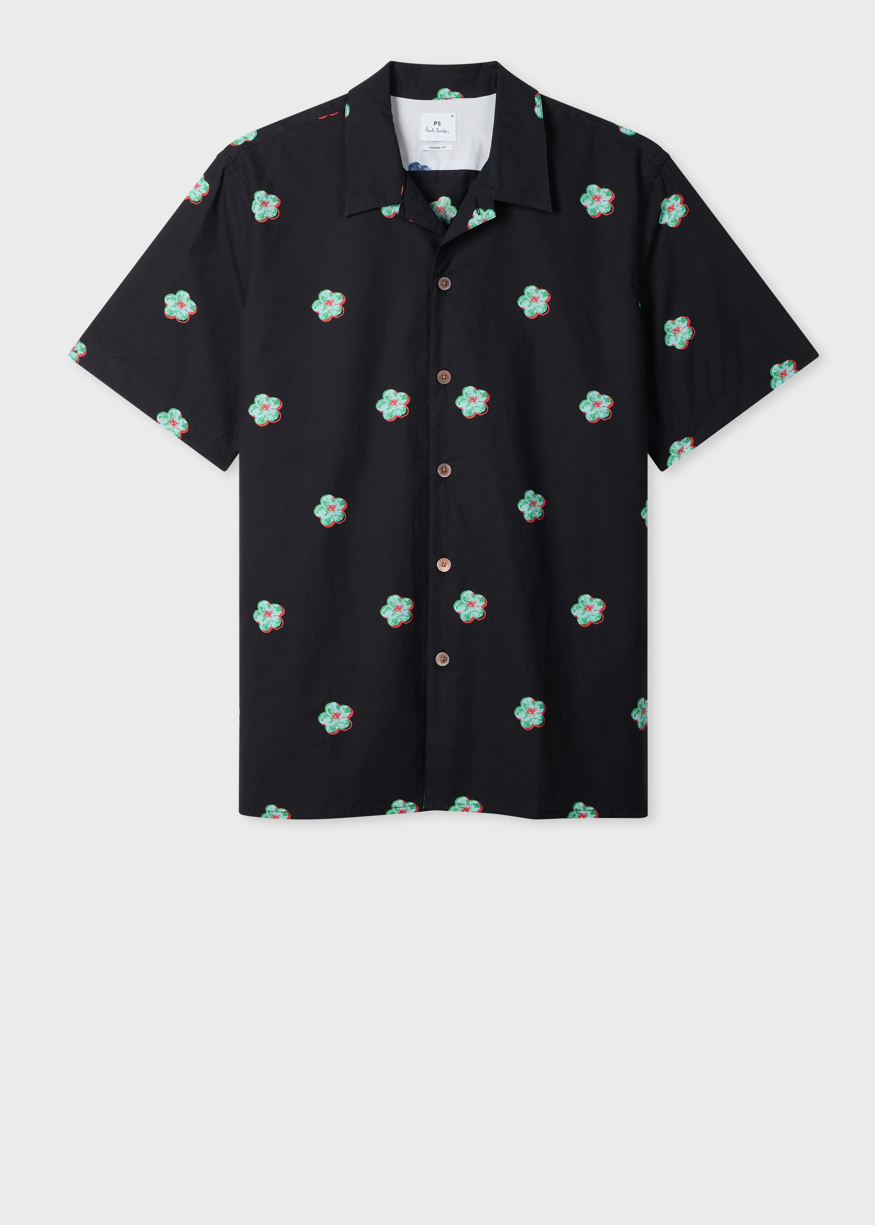 Black 'Zine Floral' Print Cotton Shirt - 1