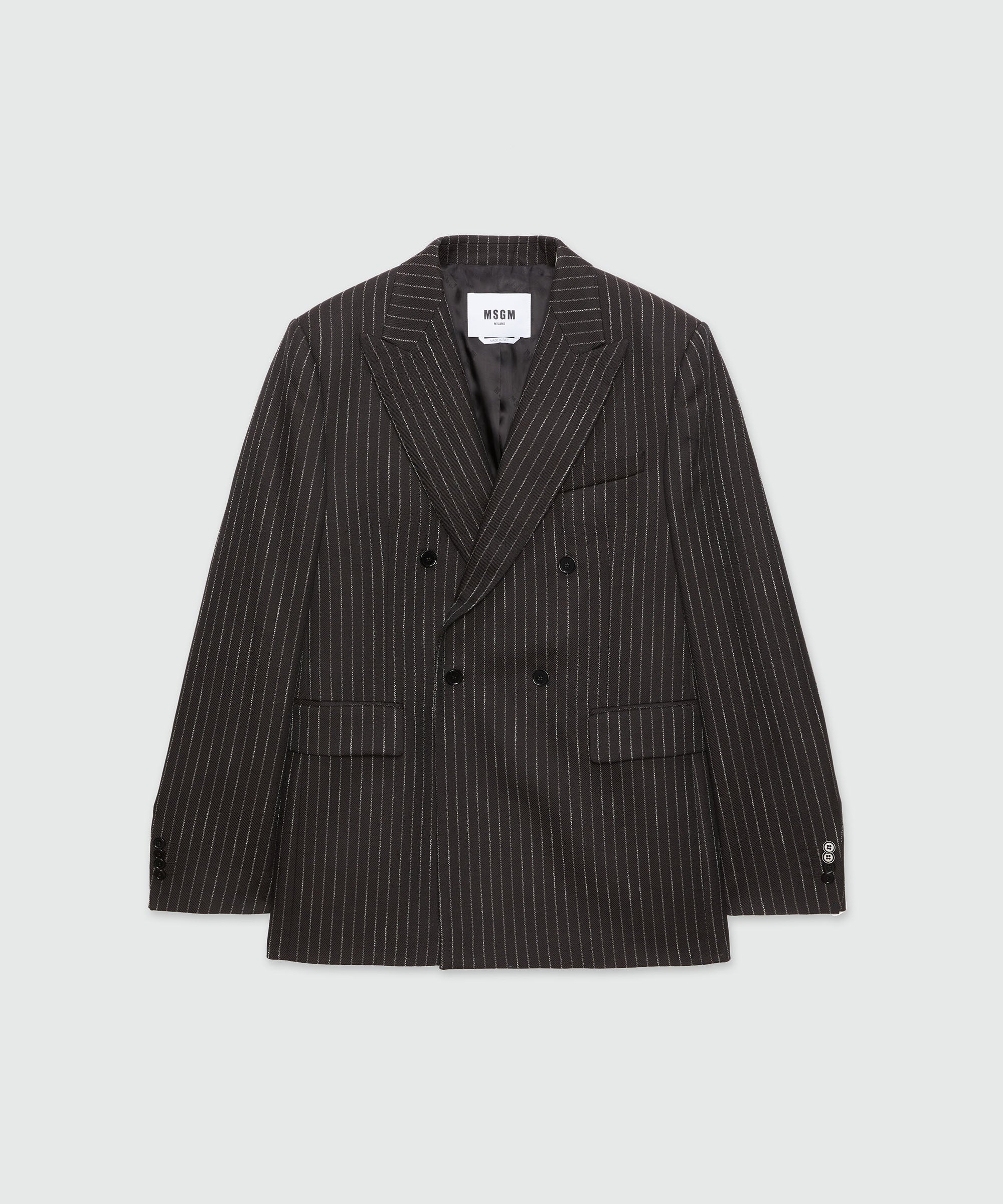 Double-breasted jacket in pinstriped wool - 1