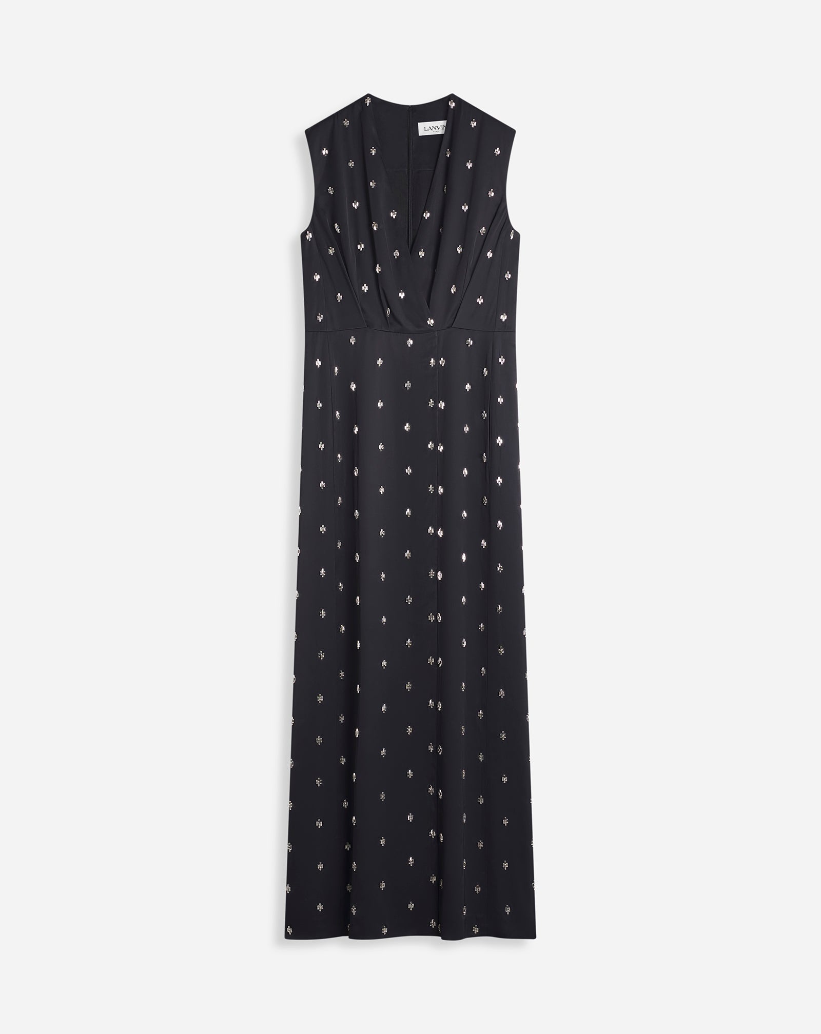 SLEEVELESS V NECK WRAP DRESS IN SATIN - 1