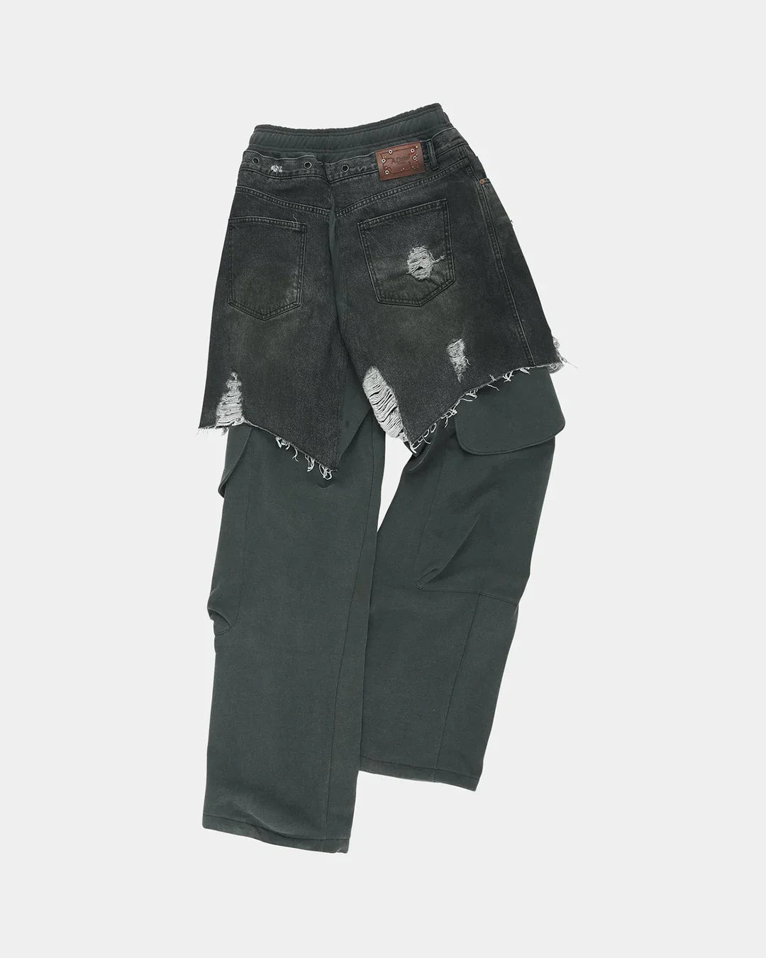 Unisex Rugged Denim-Inset Sweatpants - 2
