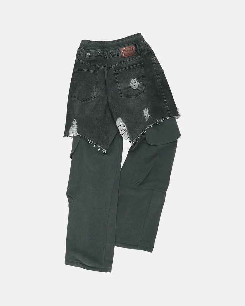 Andersson Bell Unisex Rugged Denim-Inset Sweatpants outlook