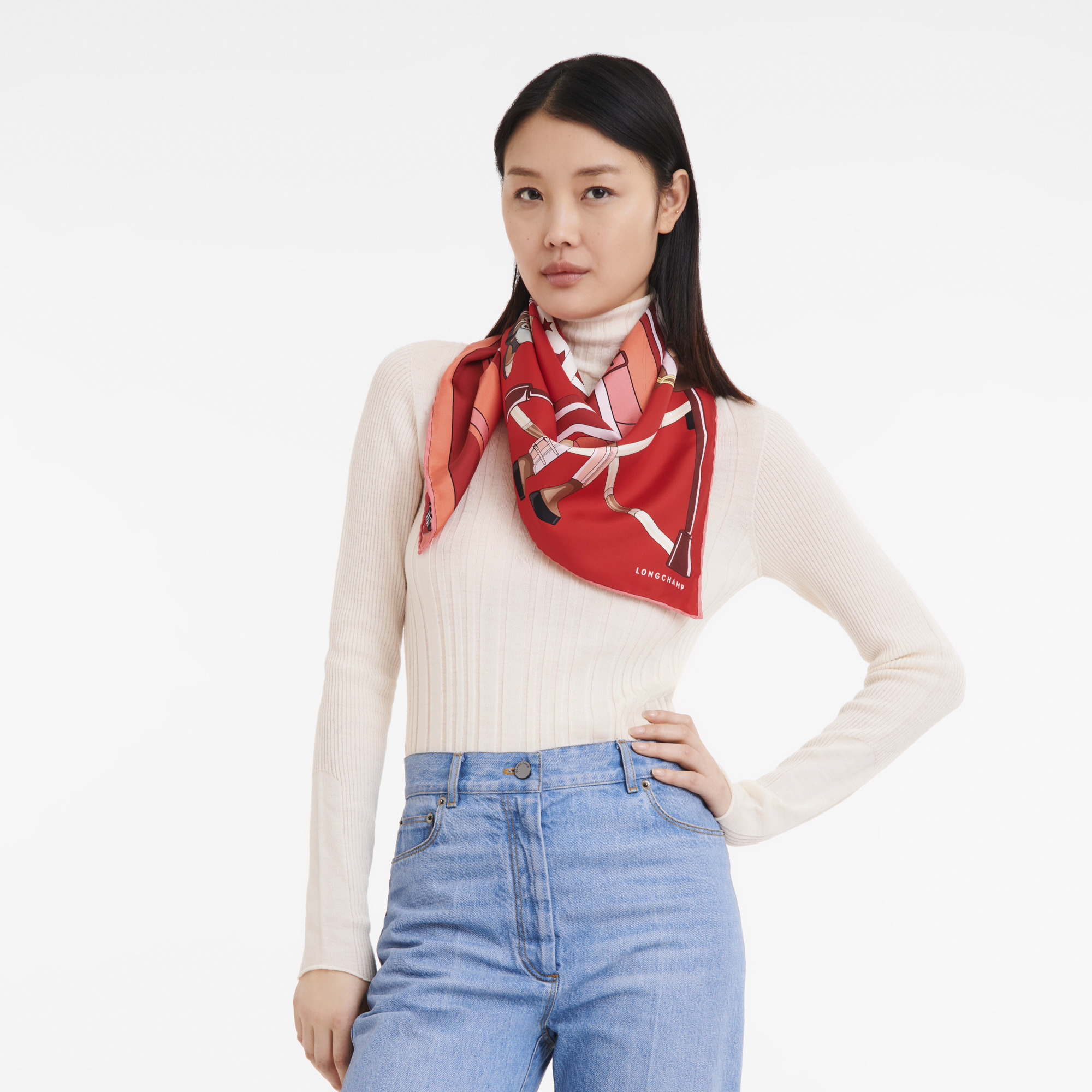 Jockey Longchamp Silk scarf 90 Red - OTHER - 2