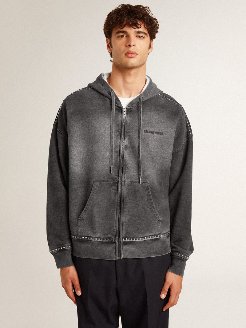 Golden Goose Sprayed effect anthracite sweatshirt with studs outlook